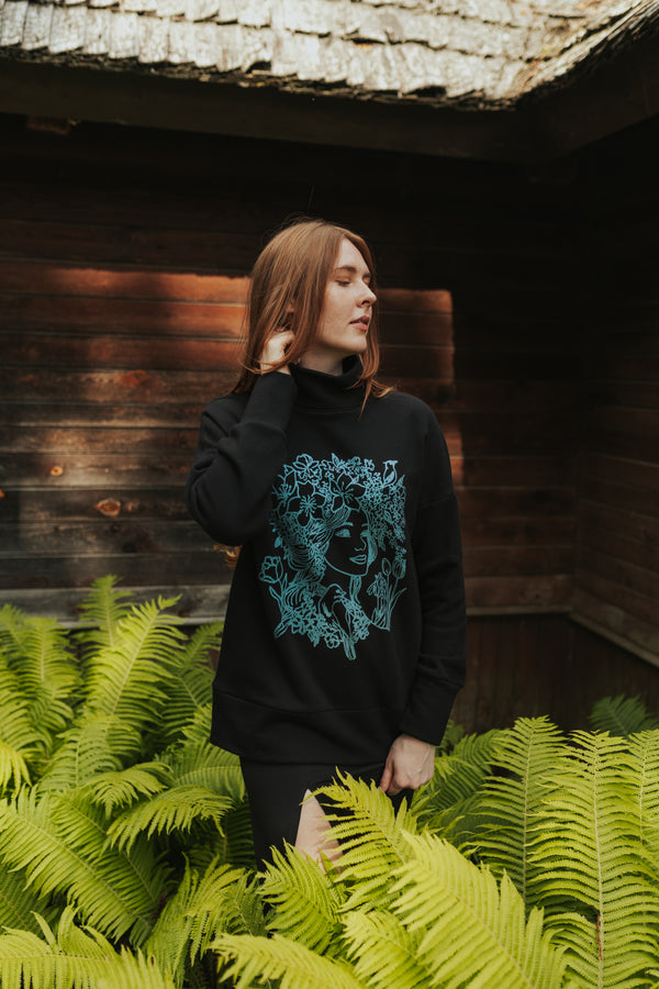 SPRING in my mind OVERSIZED SWEATSHIRT BLACK