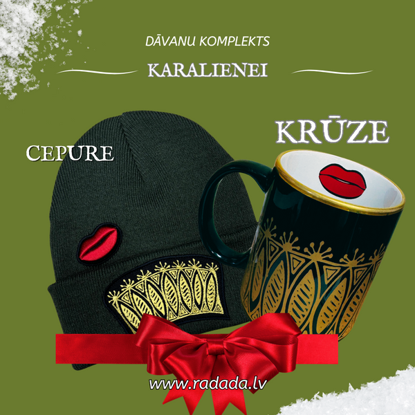 Gift Set - Golden Crown and Red Lips – Mug and Beanie