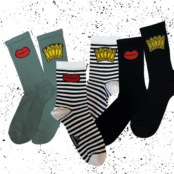 Socks Golden Crown & Red Lips