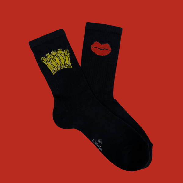 Socks Golden Crown & Red Lips